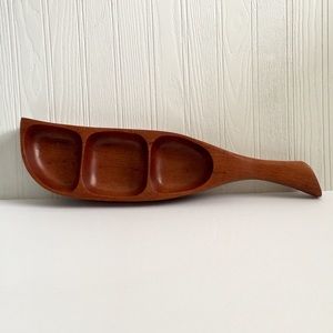 Wood Decorative Leaf Desk Trinket Tray